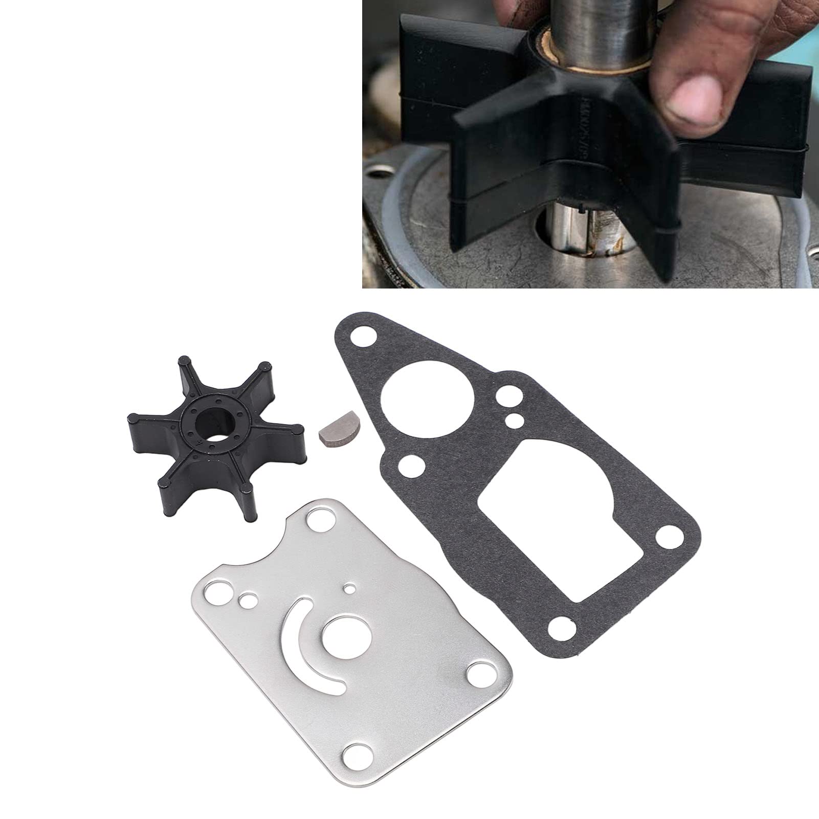 OUKENS Reparatursatz für Wasserpumpenlaufräder, 17400-98661 Wasserpumpenlaufrad-Service-Kit für Suzuki 4-Takt 4 5 PS DF4 DF5 Außenbordmotoren 17400-986L1 17400-98660 5034323 Modelle Sierra 18-3266