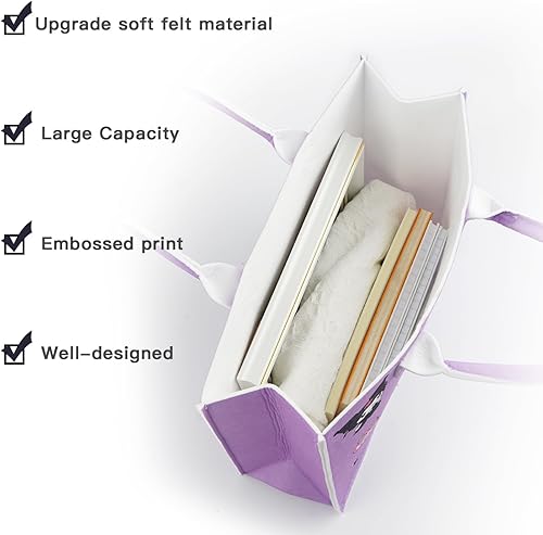 Miniatura 6 de Bolso de mano Kawaii blanco para perro, diseño de gatitos de dibujos animados, bolsa de fieltro reciclado, bolsa de hombro, regalos para mujeres y