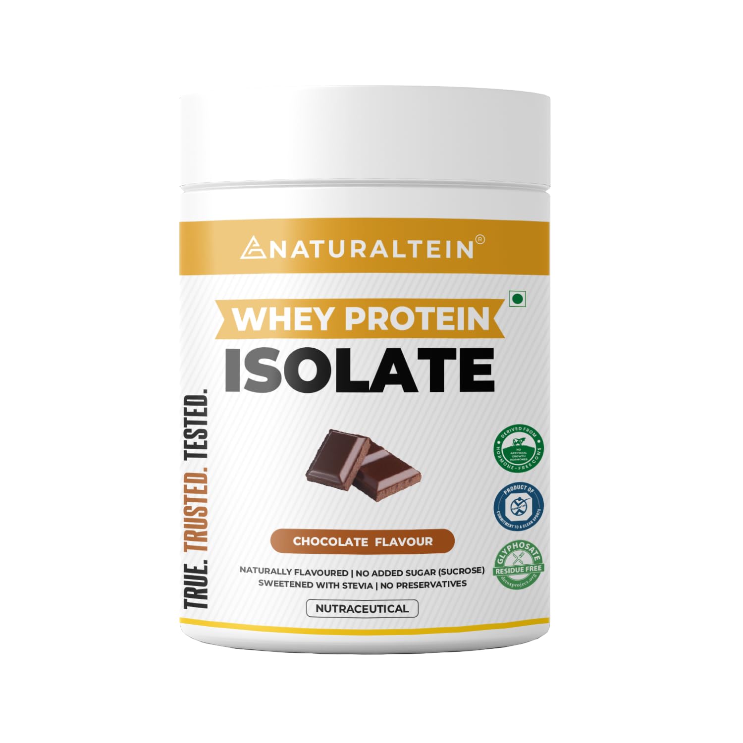 NATURALTEIN Natural whey Protein 30g Serving - 24g Protein, Isolate Chocolate - 300g (Naturally flavored, Non GMO, No Artificial Sweeteners)