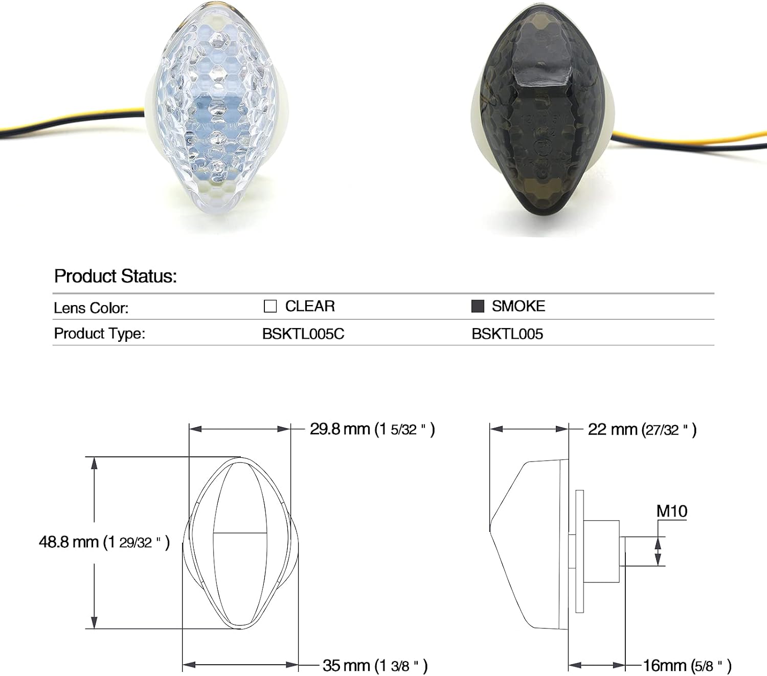 Smoke Flush Mount Front LED Turn Signal Indicator Blinker Warning Light kit for Dual Circuit Honda CBR600RR CBR1000RR CBR600 F4 CBR600 F4I