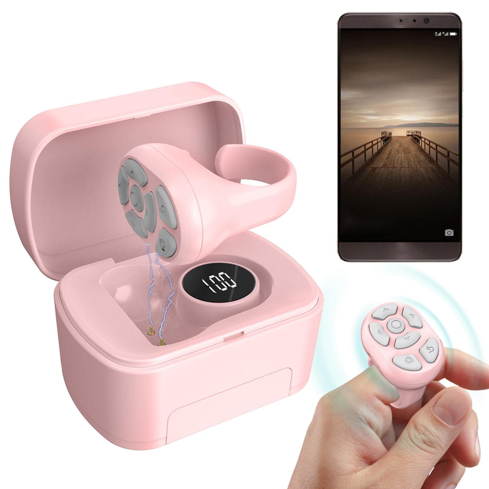 Volteador de páginas remoto para aplicación Kindles, compatibilidad multiplataforma, control remoto de anillo de aire de batería a largo plazo para smartphone, para obturador remoto de cámara de