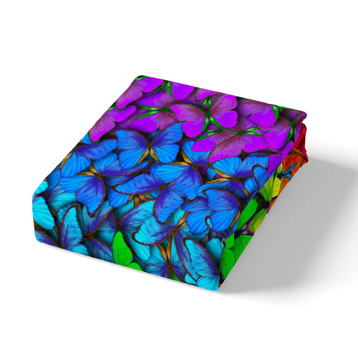 Dekbedovertrek met glitter en vlinder, eenpersoons, kleurrijke vlinder beddengoedset, regenboogvlinder, 100% katoen, dekbedovertrek voor kinderen, peuter, dier, spreihoes, ademend, kamerdecoratie