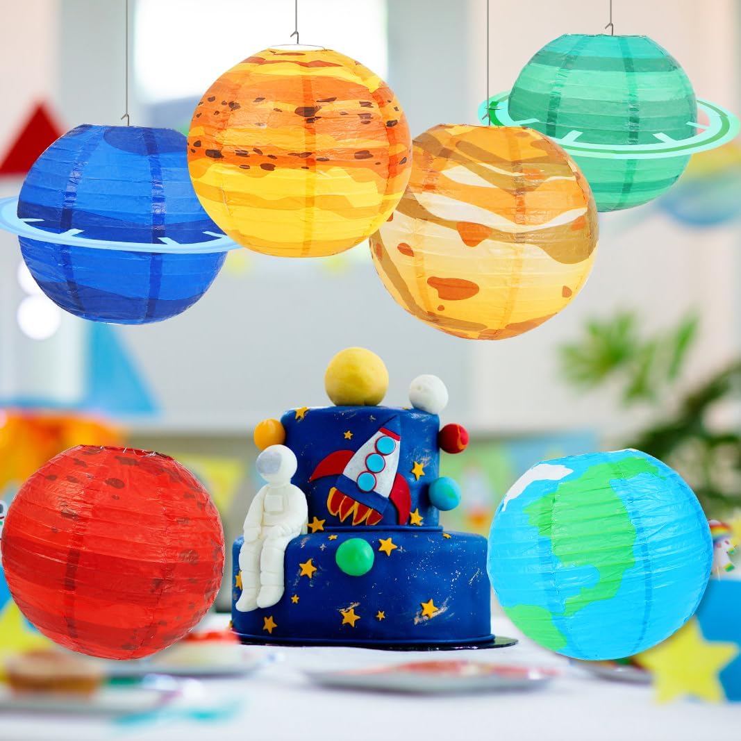 Space Planet Paper Lanterns 8PCS Solar System Hanging Decor Out of This World Outer Space Party Decorations for Kids Astronaut Theme Party Supplies Galaxy Earth Home Birthday Decorations