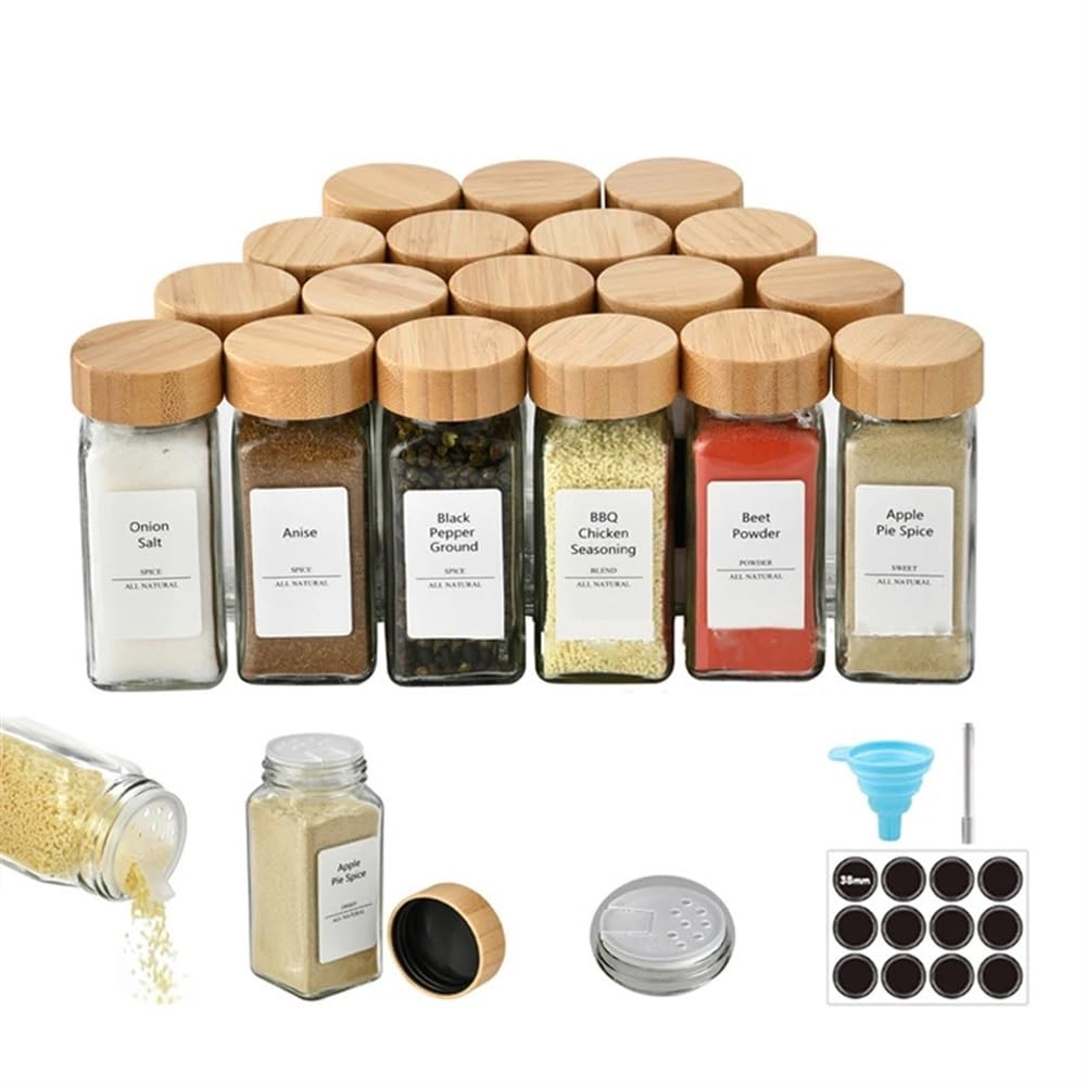 Set di 6 barattoli di spezie in vetro con coperchio, contenitori per condimenti di spezie, saliera e pepe, per spezie e spezie da cucina (set di 6 vasetti da 2)