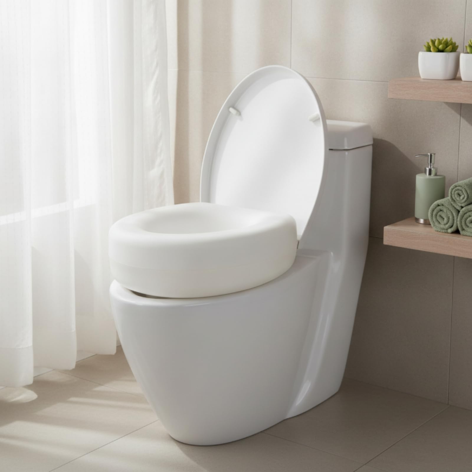TISHITA Toilettensitzerhöher WC Aufsatz WC Erhöhung WC Sitzerhöhung Toilettensitz aus PP Material mit Abgerundeter Form Und 11 cm Erhöhung Leicht Abwischbar für Hygiene für Pflegezimmer Zuhause Bad