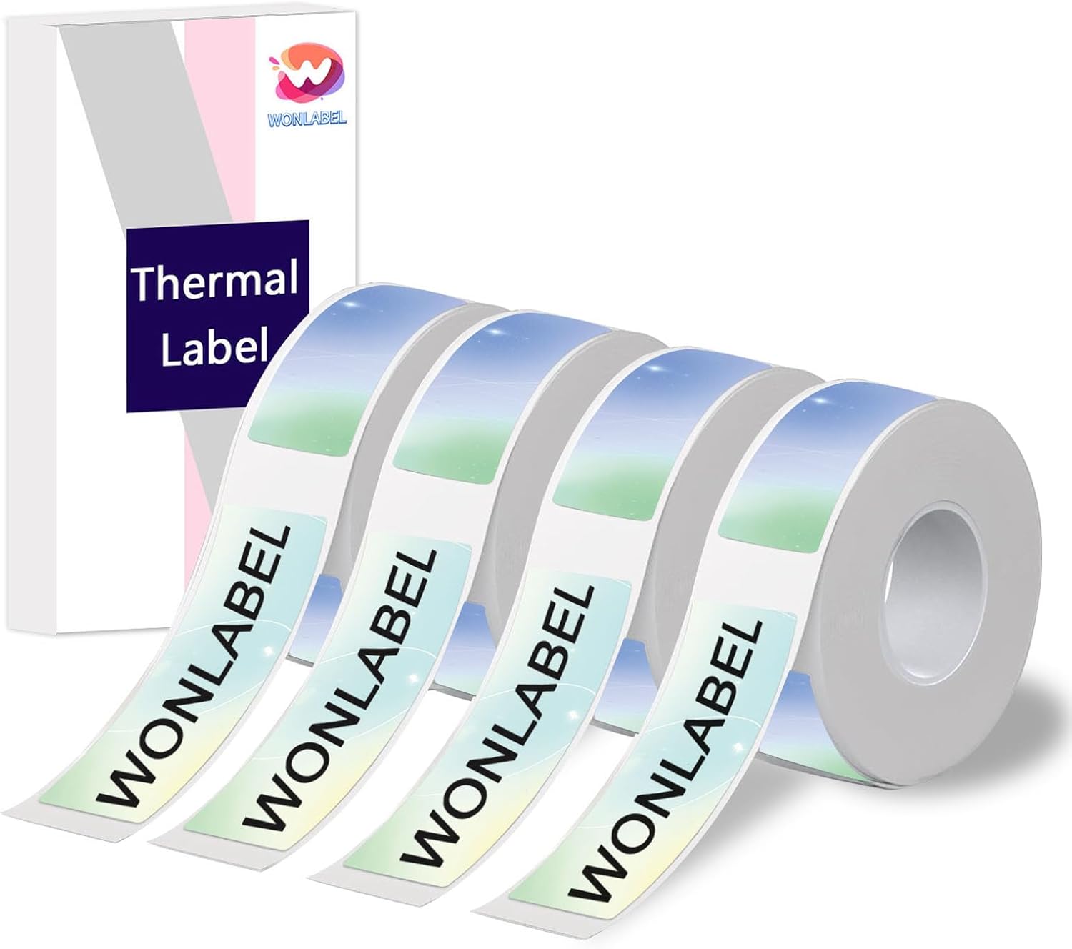 D30 Thermal Labels, D30 Label Maker Tape Refill, 12x40mm (0.47"x1.57") Adhesive D30 Label Tape for D30 /D30S Label Makers, 640 PCS/4Rolls, Mystic Lagoon