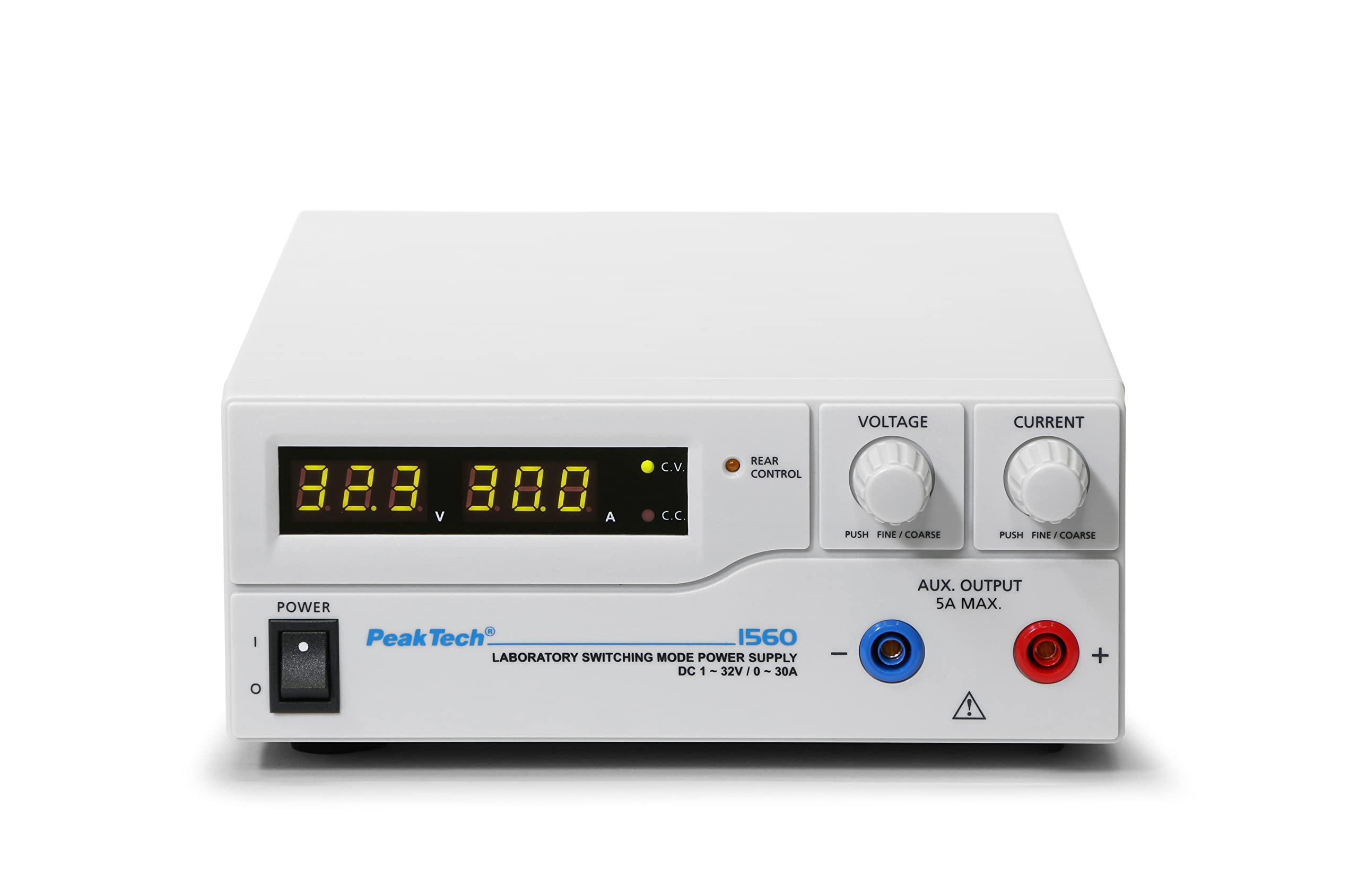 PeakTech 1560 – Generatore da laboratorio DC 1-32V/0-30A con display LED a 3 cifre, Alimentatori, 3 Preset registrabili, Protezione da sovraccarico - 200~240V AC