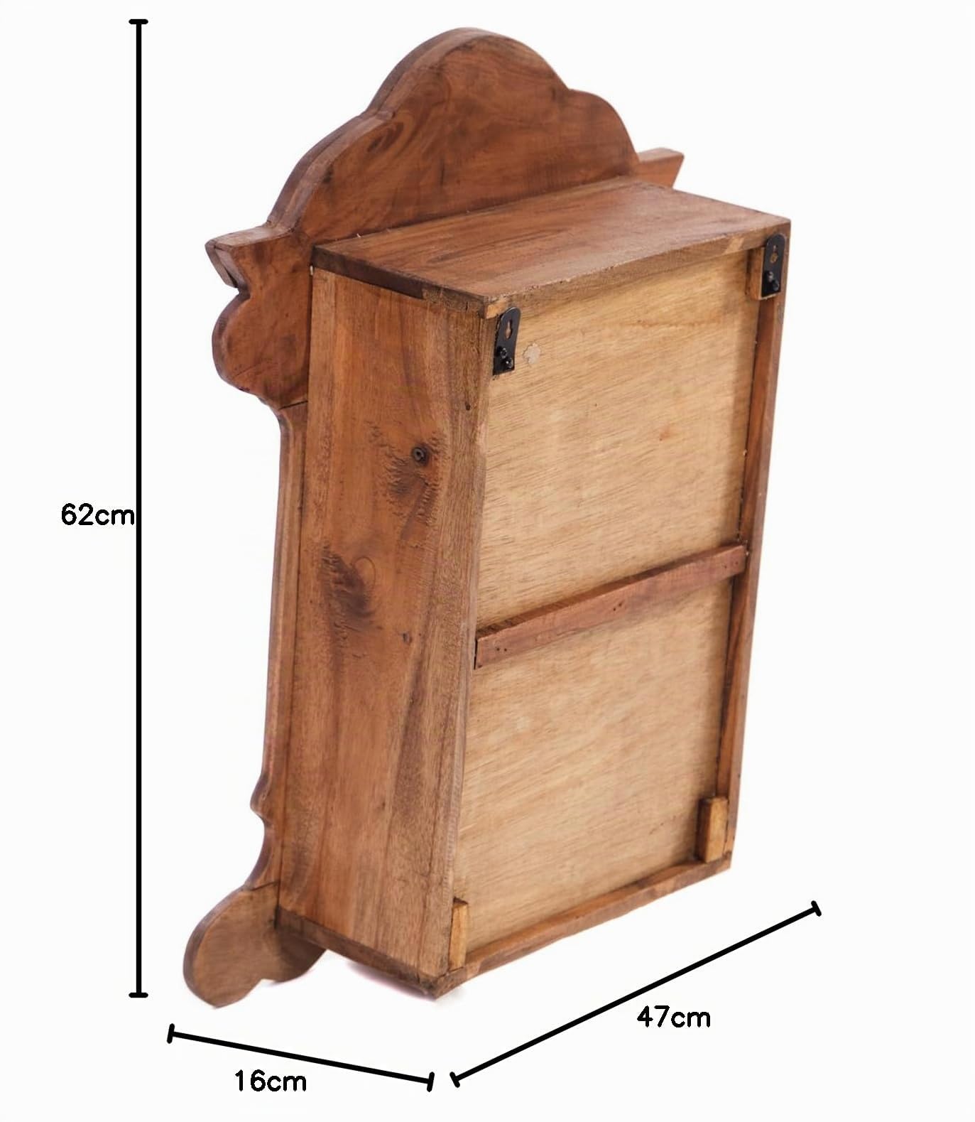 DESIGN DELIGHTS WANDREGAL Anello | mit Schnitzereien, Mahagoni Holz, 62 cm | Holz Wandschrank, Hängeregal, antikes Holzregal
