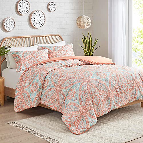 Hyde Lane Full/Queen Coral Bedding Sets - Classic Damask Medallion Bedding Set For Women | Beautiful Summer Comforter - 90X90 - 3 Piece : 1 Comforter + 2 Shams #TOP4