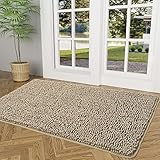 Ompaa Chenille Indoor Door Mat Entryway Rug, 36x24 Camel, Super Absorbent Mud Mats for Dirty Dogs Paws & Muddy Shoes, Non Slip Welcome Floor Doormats for Home Front Back Door, Patio, Garage, Entrance