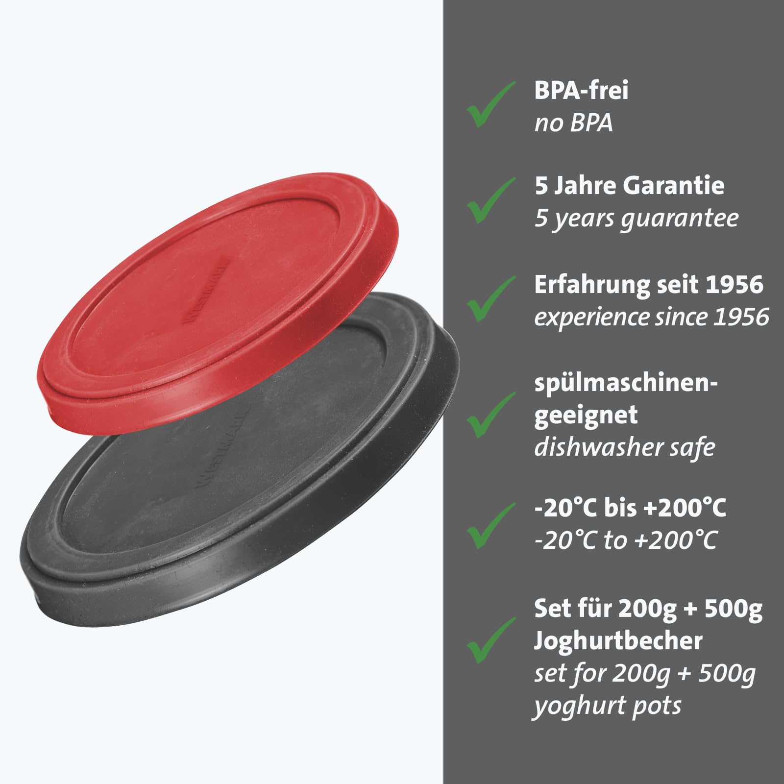 Westmark 2 x Food Storage Lid - Stretchy, Reusable Silicone Lid for Cans, Smaller Bowls or Yoghurt Cups - Diameter 10 + 8 cm Silicone