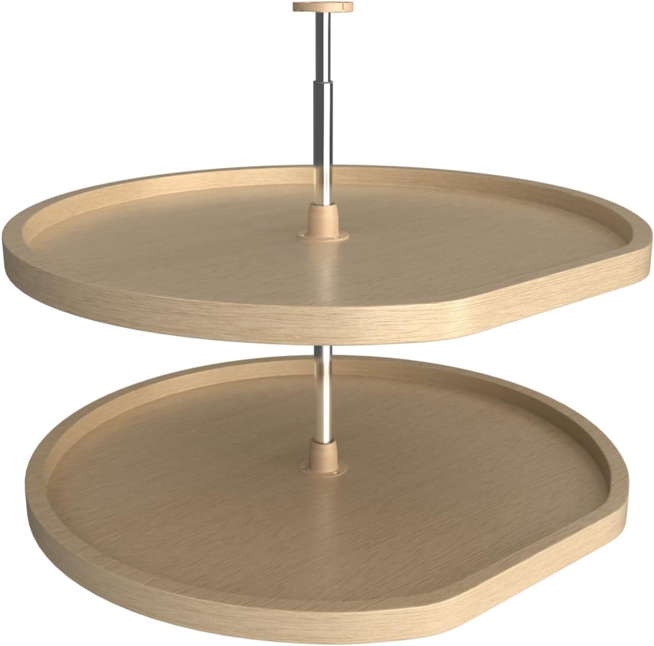 Lazy Daisy Banded Wood D-Shaped 2-Shelf Lazy Susans for Corner Base Cabinets