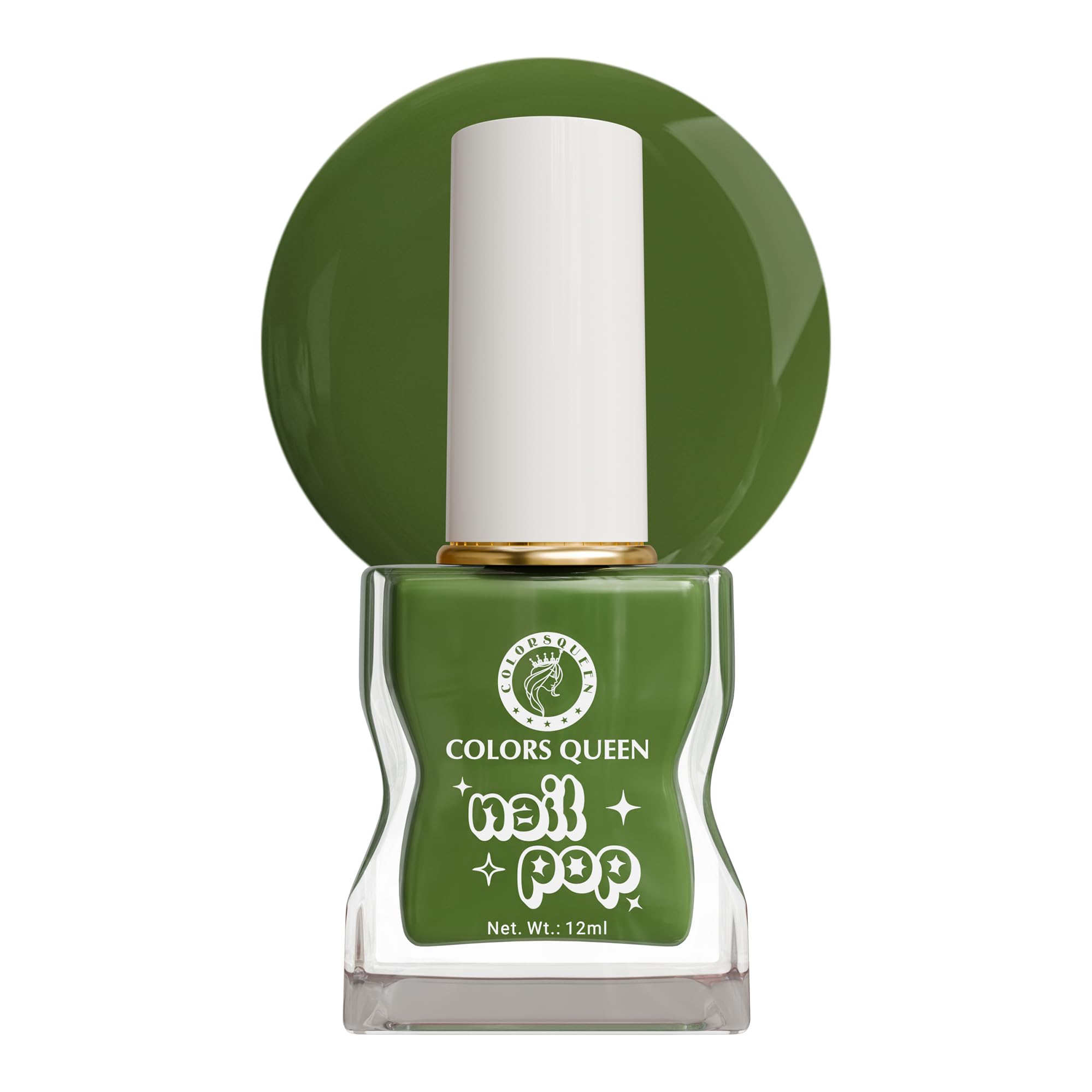 Colors Queen Nail Pop Nail Polish | Glossy Gel Finish with Mirror Like Shine | Chip Resistant & Non Sticky | Single Stroke Application | Long Lasting & Quick Drying Nail Polish for Women (12 - Olive Green, 12ml)-image-31