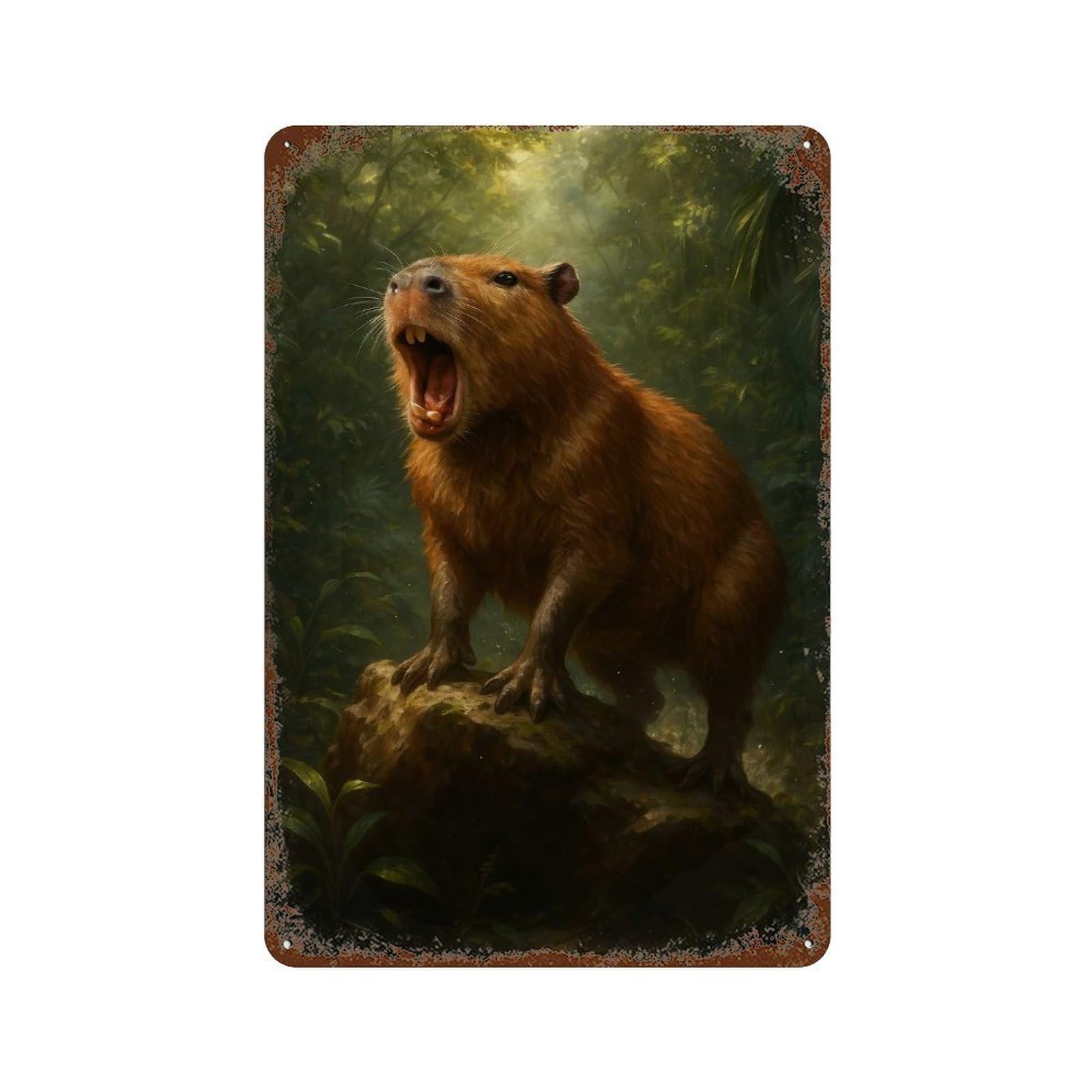 Capybara Yawning in Jungle Retro Metal Sign 11.8"x7.9", for Bistro, Counter And Cafe Decor, Rustic Home Decor