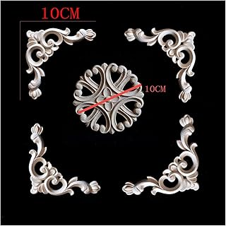 10CM Solid Wood Applique Inlay in The Center of Home Furniture, Applique Craft, Unpainted Furniture Bed Wood Carving Intarsia(2PCS)