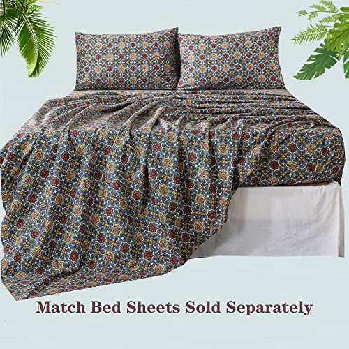 Fadfay Vintage Cotton Duvet Cover Set Queen Traditional Bedding Royal Blue Luxurious Chic Paisley Boho Comforter Cover Exotic Mandala Quilt Cover Rustic Western Soft Cozy Bed Covers Zipper 3Pcs #TOP4