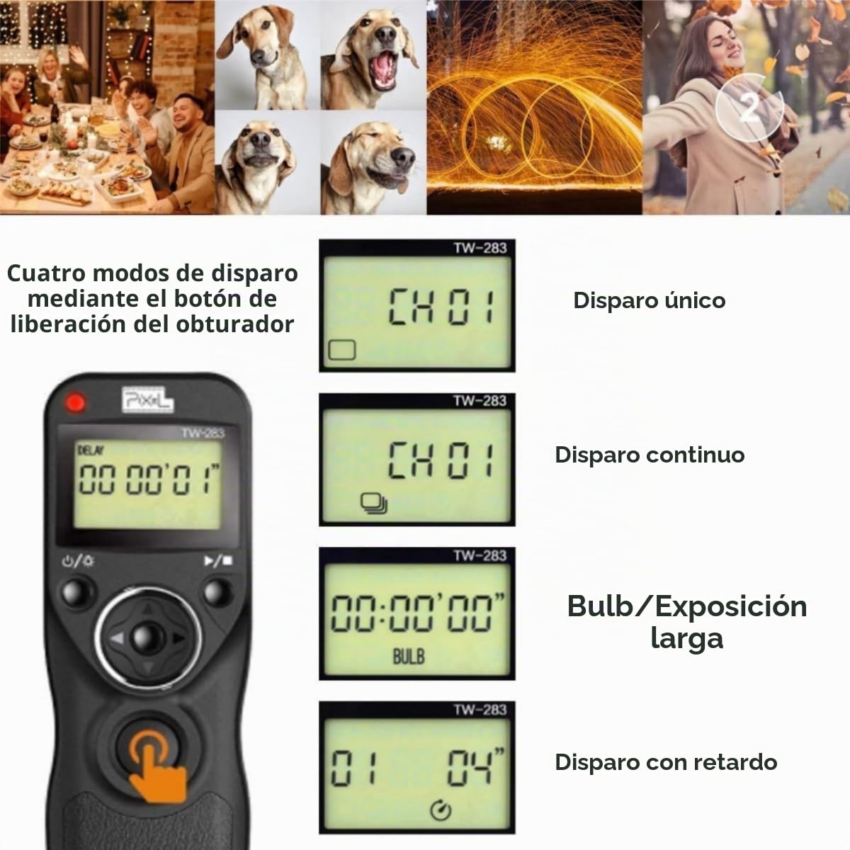 Pixel Cámara Mando a Distancia Temporizador TW-283 DC0 para Nikon | Compatible con Nikon Z8 Z9 D3 D4 D5 D6 D800 D850 D800E D810 D810A D700 D500 D300 D200 F6 F100F5 F90X F90 D1X D2H D3X