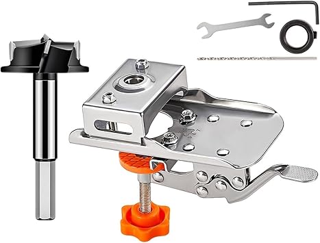 35mm Hinge Boring Jig - Woodworking Drill Guide with Triangle Locator for Cabinet & Door Hinge Installation