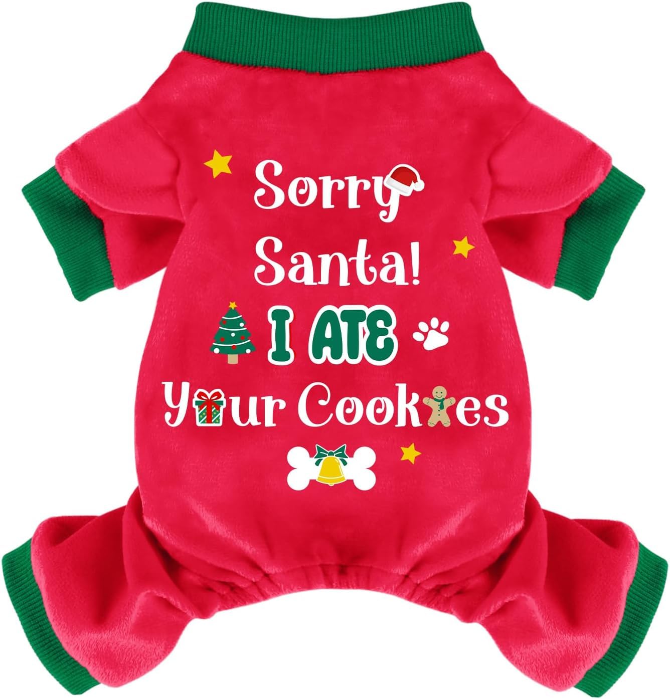 Dog Christmas Pajamas Soft Lightweight Velvet Dog Christmas Outfit Warm Pet Winter Clothes for Small Medium Large Pet Dogs Cats