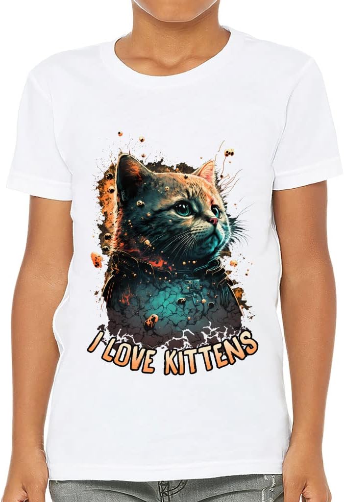 I Love Kittens Kids' T-Shirt - Cat Art T-Shirt - Unique Tee Shirt for Kids