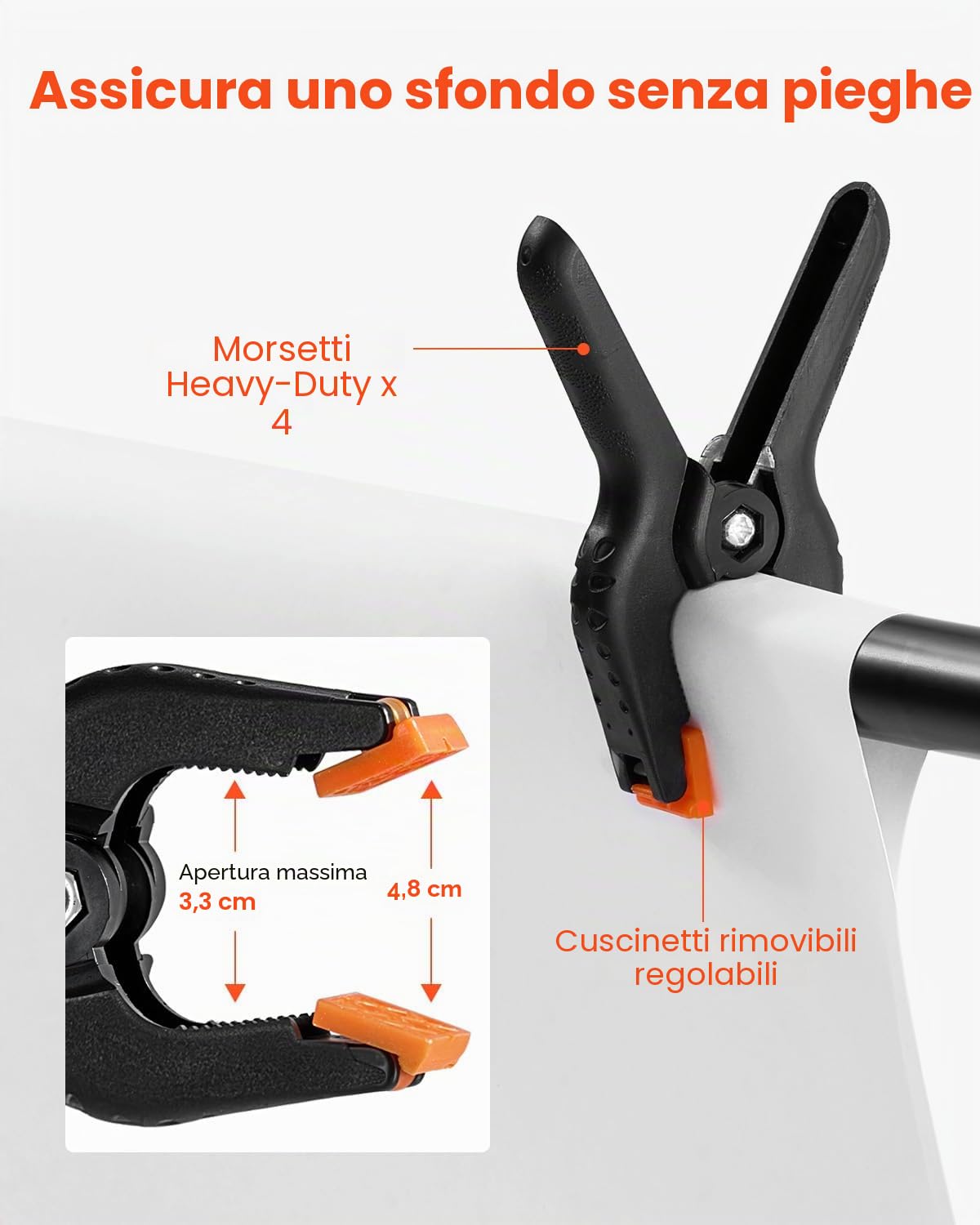 VEVOR Supporto per Fondale Fotografico Regolabile, Tessuto per Fondale 260 x 300 cm Supporto per Fondale con Barre Trasversali, Supporto per Schermo per Fotografia di Prodotto Fotografia in Studio