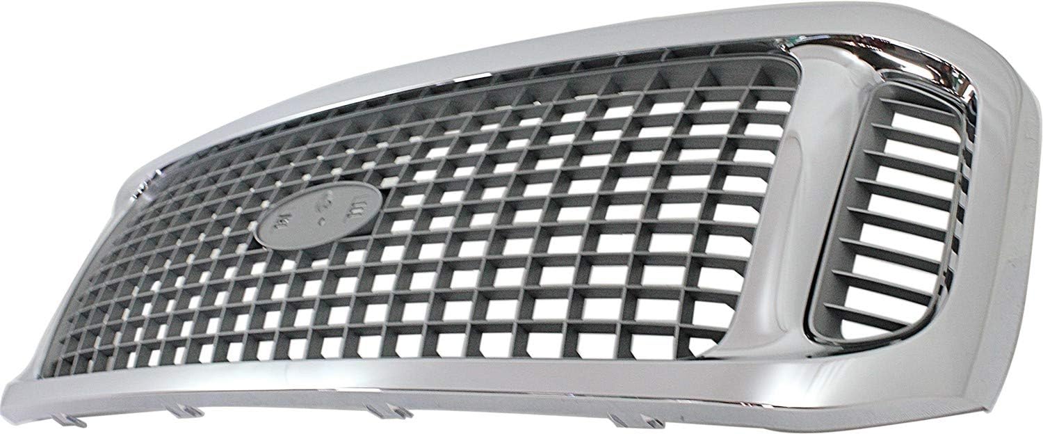 Compatible with 00-04 Excursion Front Grille Assembly Chrome Shell Frame & Charcoal Insert