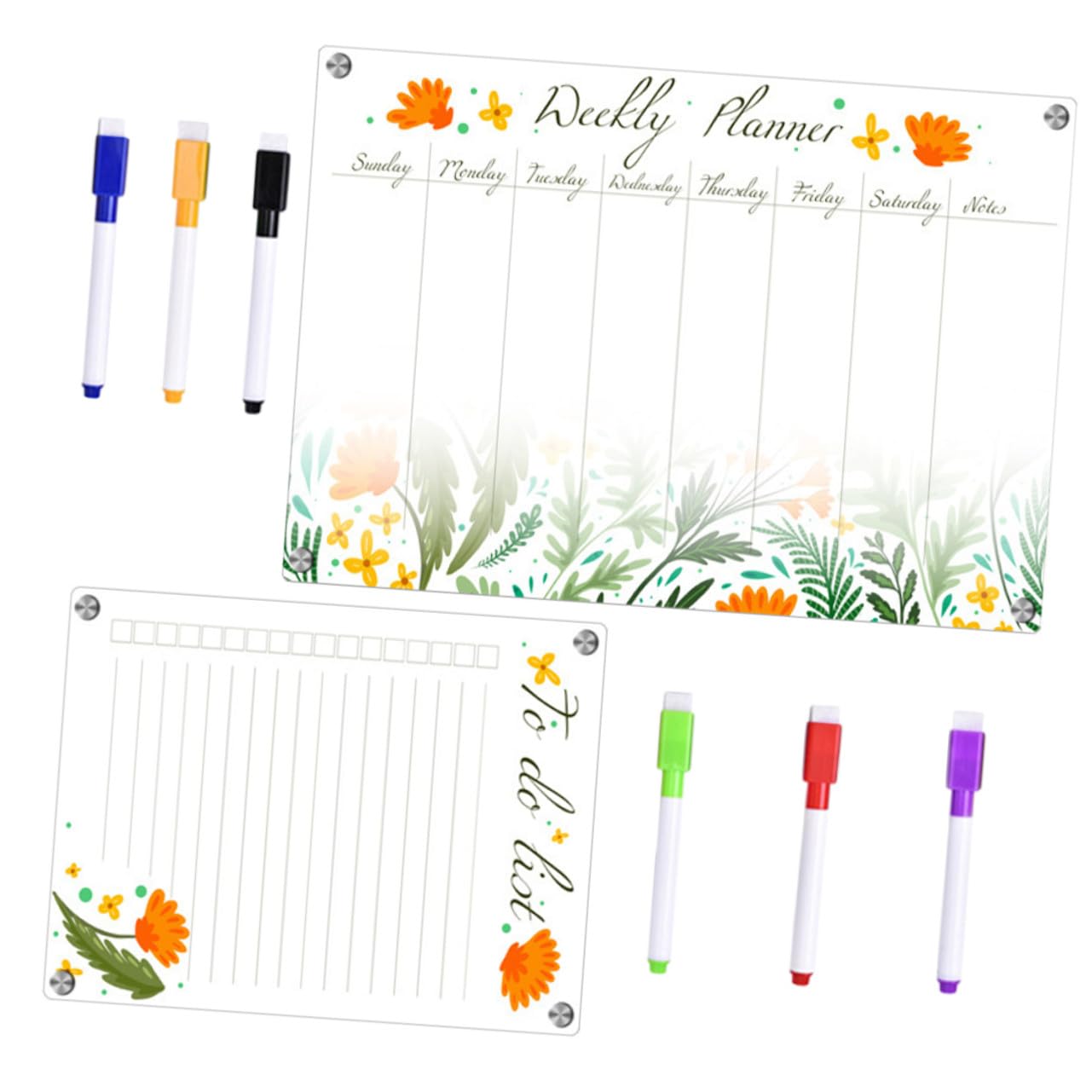 POPETPOP Lavagna Magnetica Cancellabile Supporto Magnetico in Acrilico Trasparente Calendario Settimanale Portatile per Liste e Pianificazioni per Frigorifero