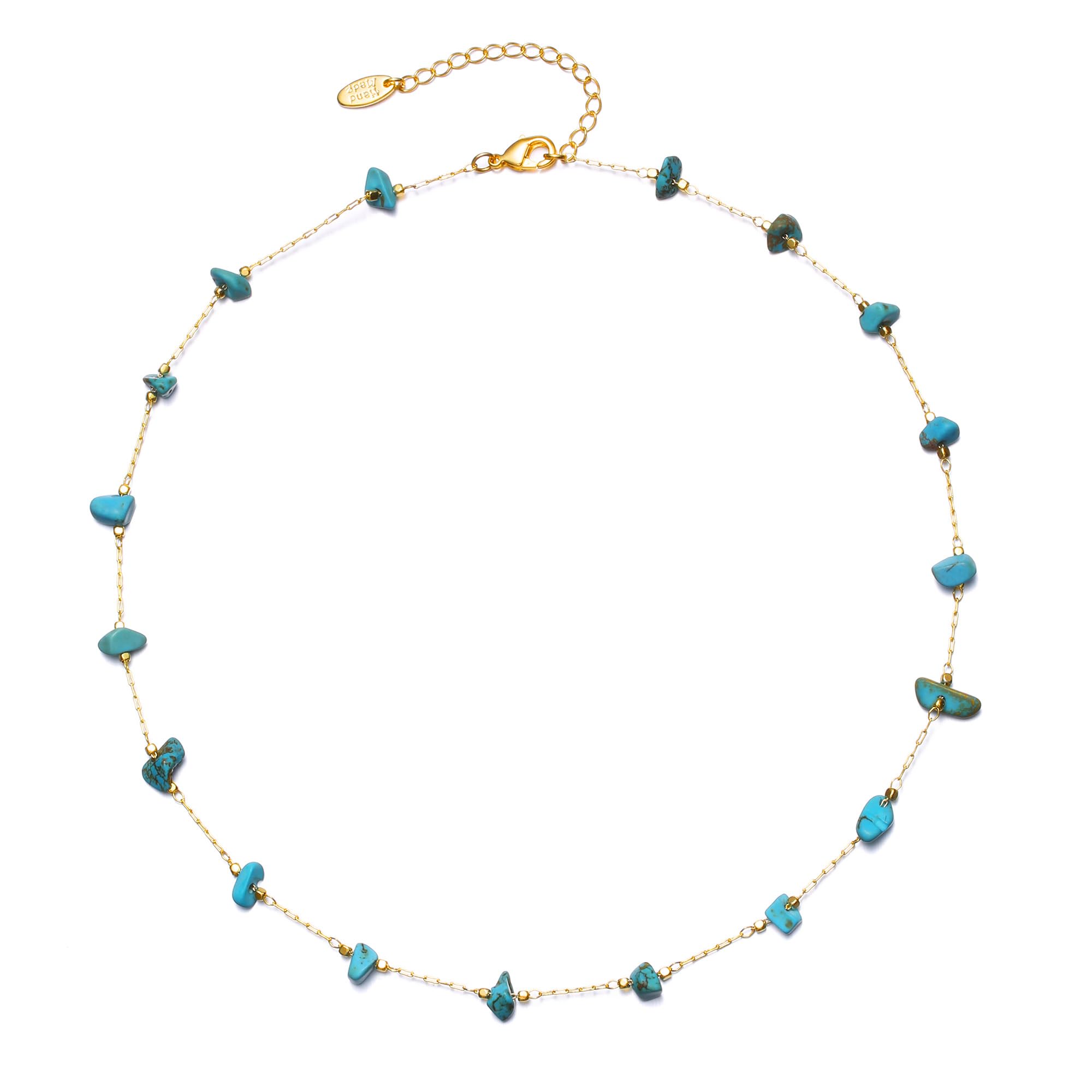 JURYLOO Beaded Choker Necklaces, Handmade Healing Crystal Stone Choker Colorful Bohemian Gemstone Necklaces Gold Summer Beach Choker Necklaces for