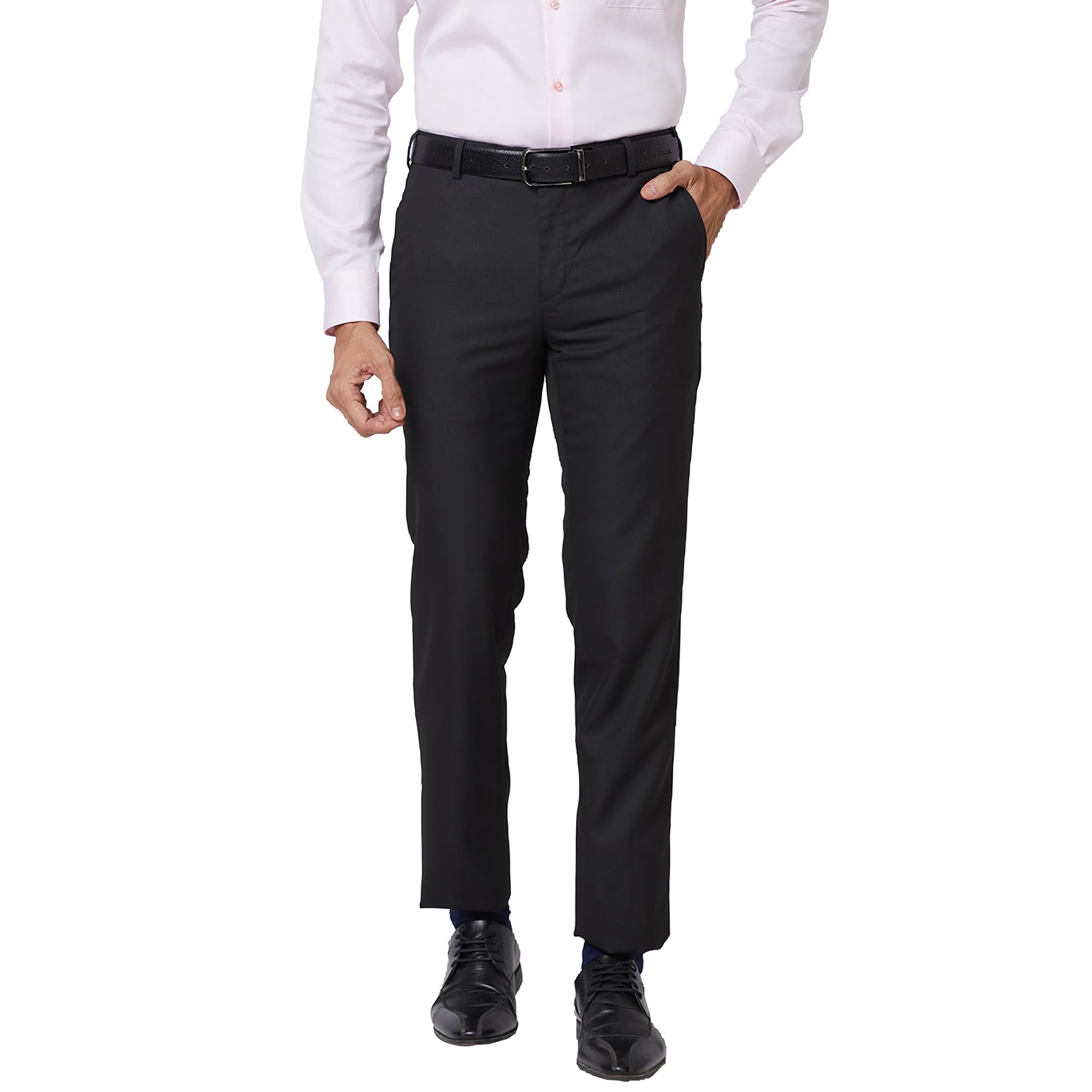 raymond Men Slim Fit Structure Pattern Poly Viscose Blend Pleatless Formal Trouser-picture-22