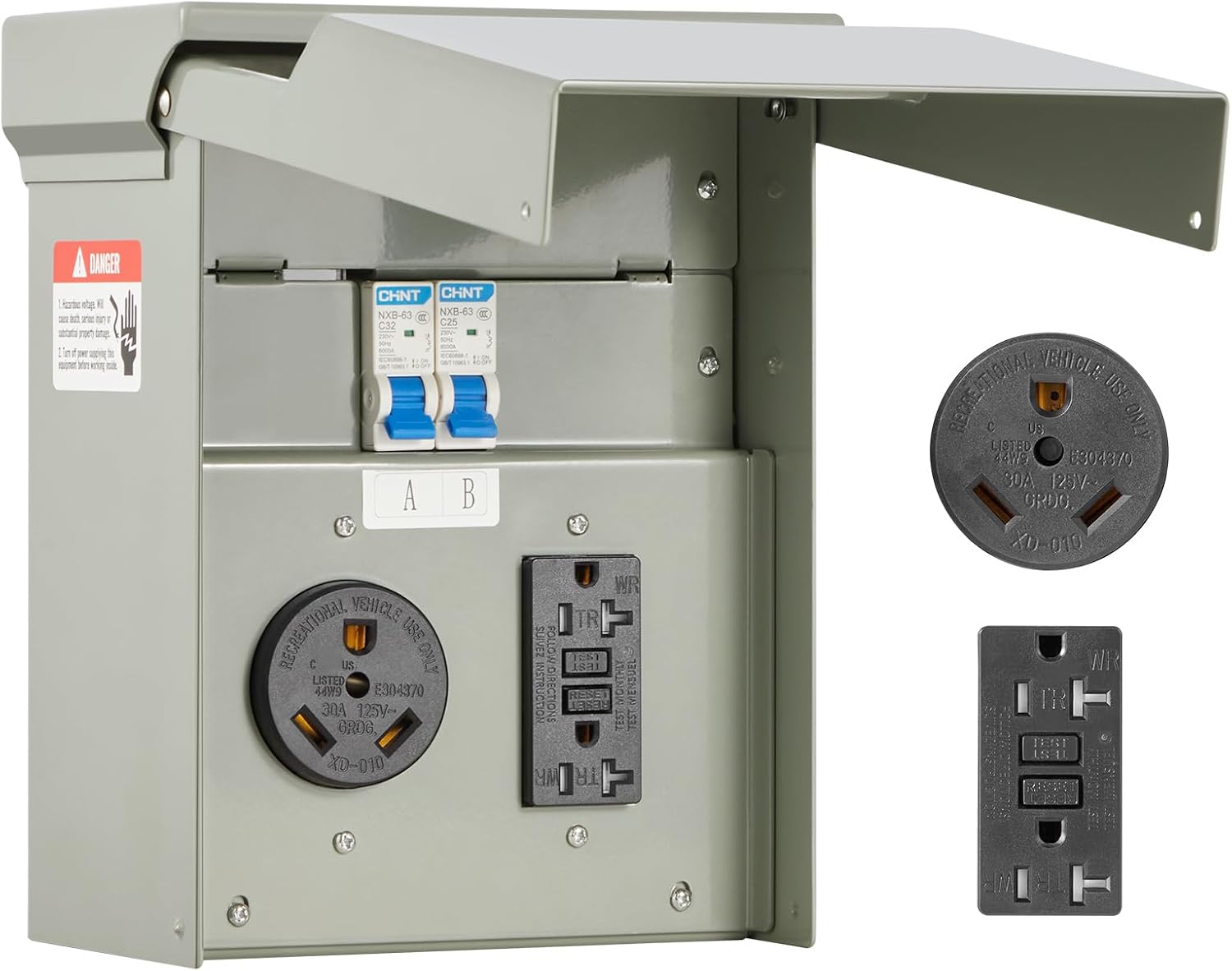 VEVOR Temporary RV Power Outlet Panel with 30A & 20A GFCI