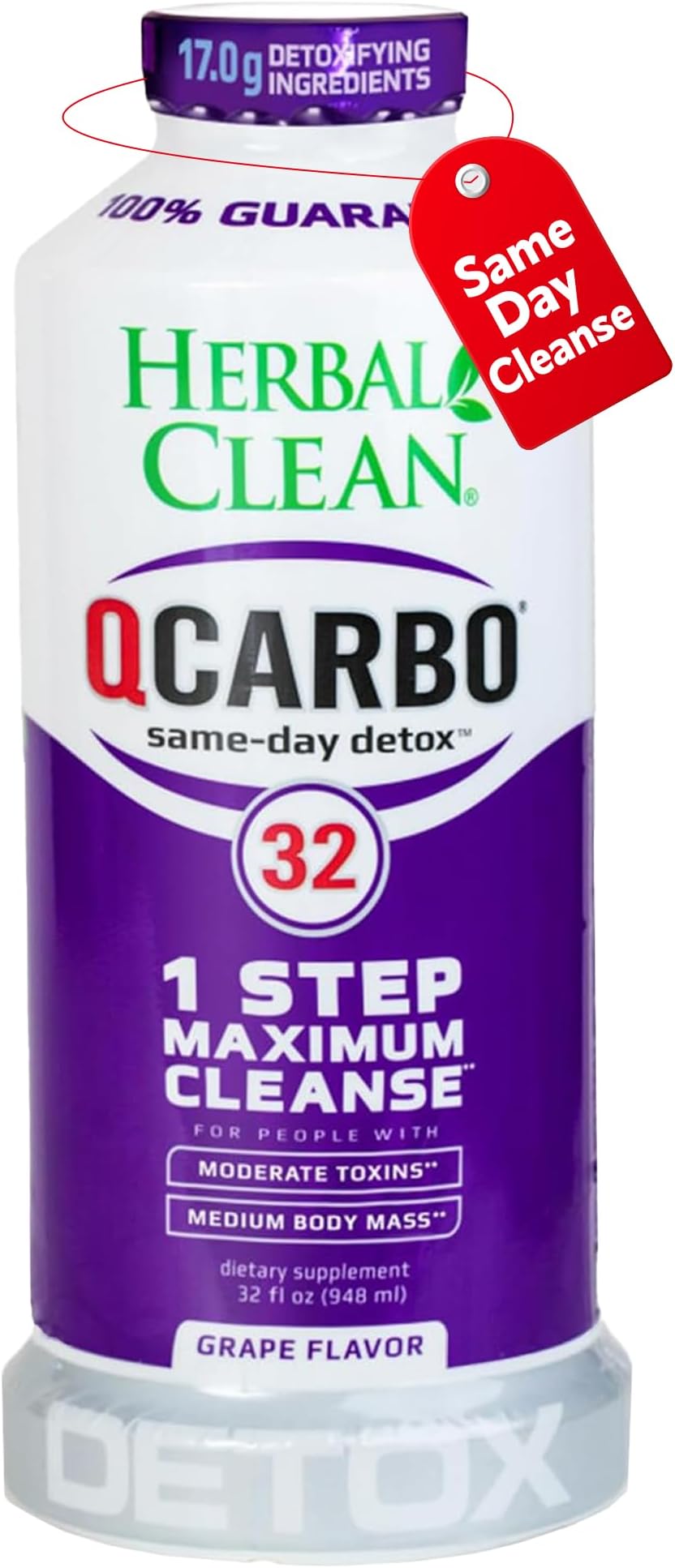 QCarbo32 Same-Day Detox Drink, Grape (32 fl oz)