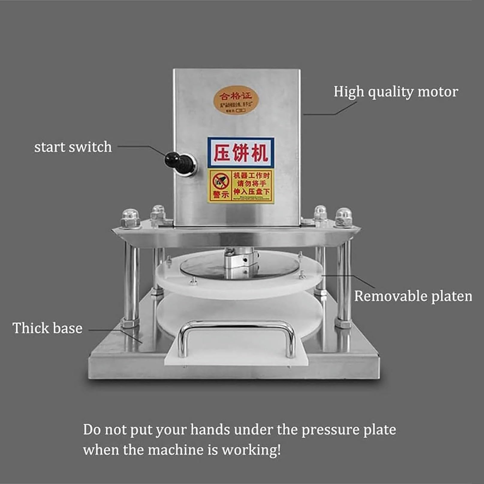Pressa Elettrica per Impasto per Pizza (preme 400 Impasti in 1 Ora), Pressa per Pasta per Pasticceria, Pressione 2000n, Spaziatura tra Piastre 2-50 Mm, 8,66"/22 Cm
