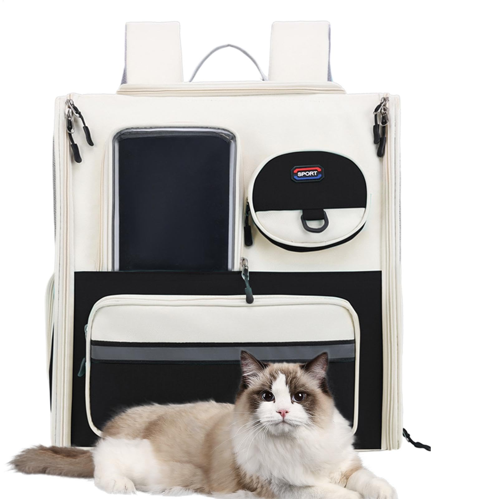 Borsa Trasportino Animali Domestici Pieghevole, Aperture Ventilazione | Zaino Per Gatti Pieghevole Aperture Multiple Di Ventilazione Per Cuccioli Campeggio Escursioni Attività Outdoor