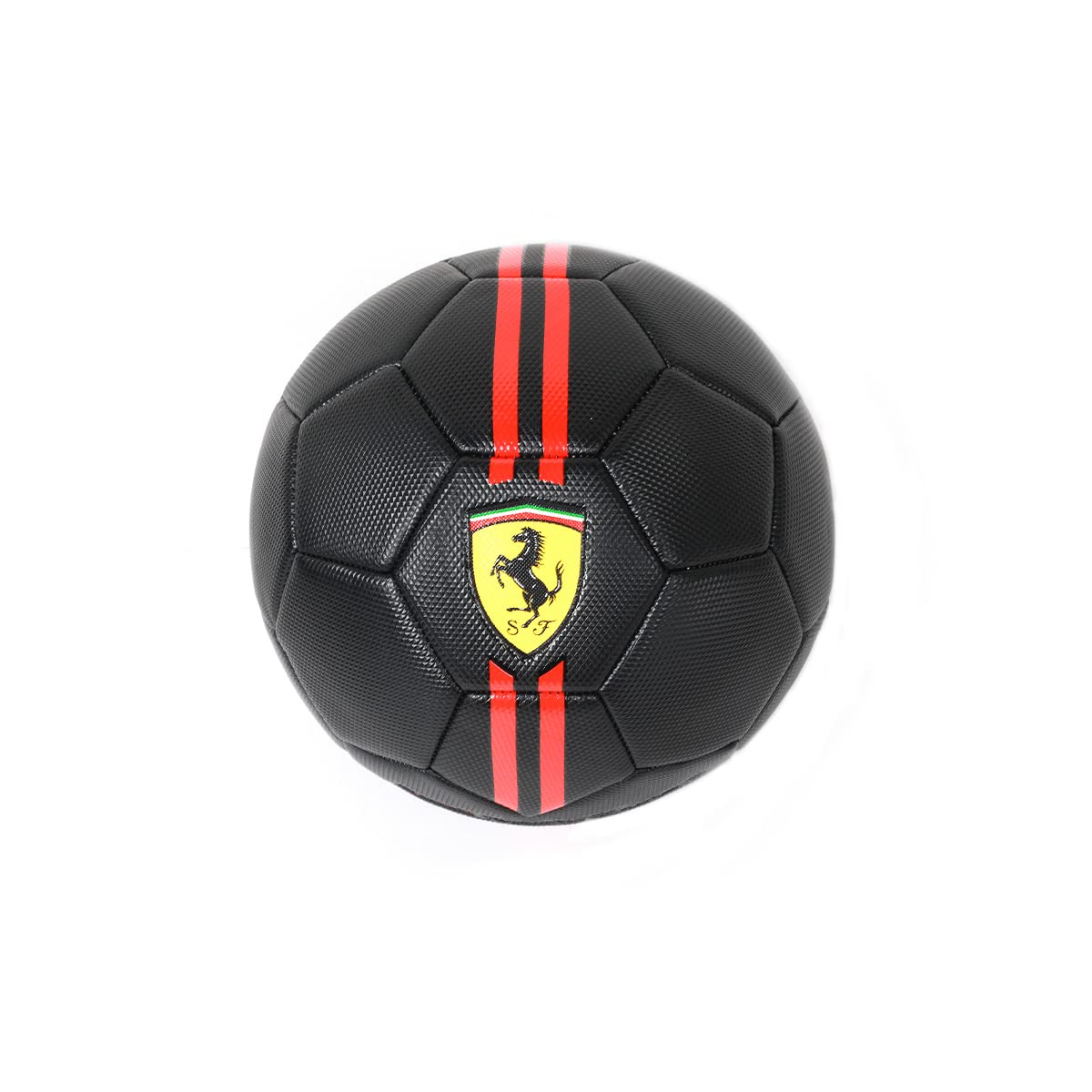 Ferrari Soccer Ball Black with Red Stripe Size 5 - Machine-Stitched Construction , PVC Material , for All Kind of Grounds