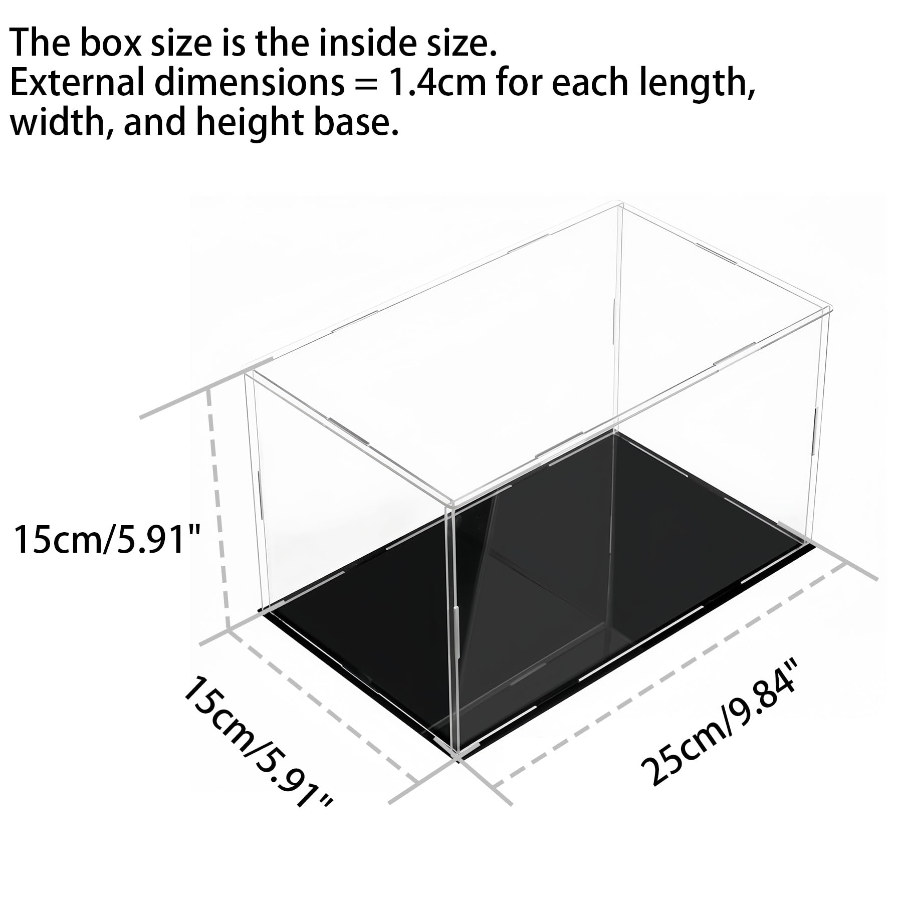 LEPEVNEY 25 x 15 x 15cm Acrylic Clear Display Case Perspex Box Display Cabinets for Collectables Assemble Countertop Dustproof Protection Showcase for Action Figures Toys Models - Image 3