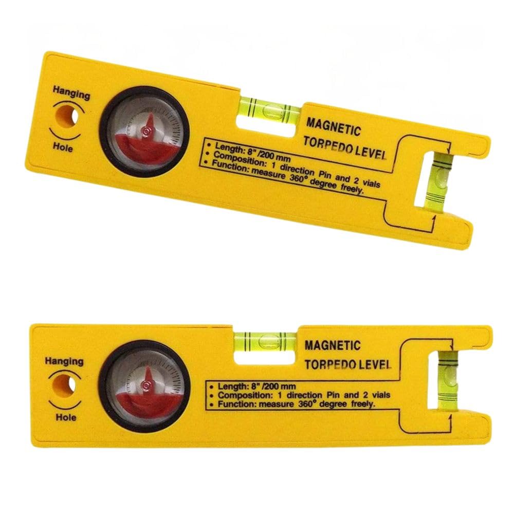 VOXEL® Magnetic Torpedo Level – Heavy Duty 8" Spirit Level with Compass & 3 Vials | 2 PCS Set | 360° Accurate Angle Finder for Construction, DIY, Wall Mounting, Home Projects-picture-31
