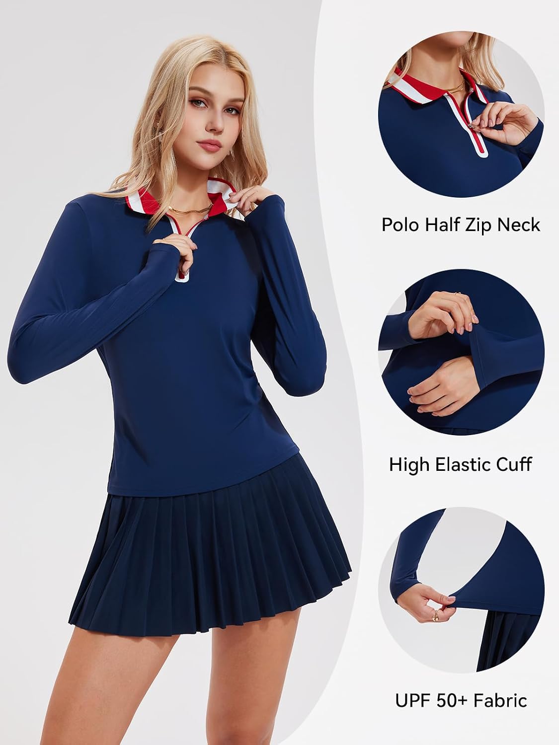 Women's Polos Golf Shirts UPF 50+ Collared Shirt Quick Dry Tennis Work Athletic Tops