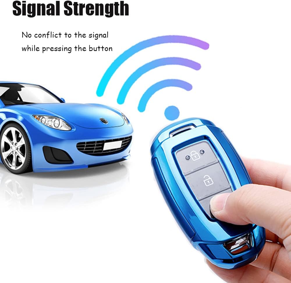 SANRILY Plating TPU 3/4/5 Button Key Fob Cover for Hyundai Palisade Elantra Kona Azera Santa Grandeur IG Keyless Keyless Smart Key Case with Keychain Silver