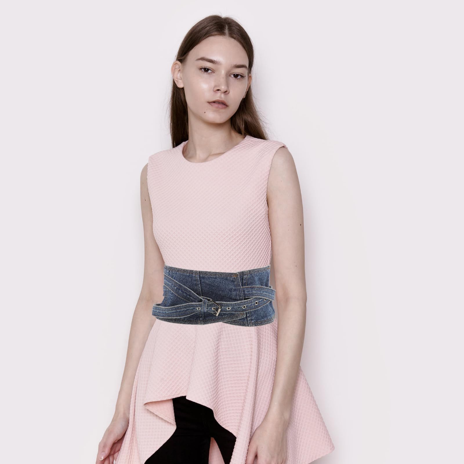 SOIMISS Ceinture en Denim Bleu Large pour Femme, Style All-match
