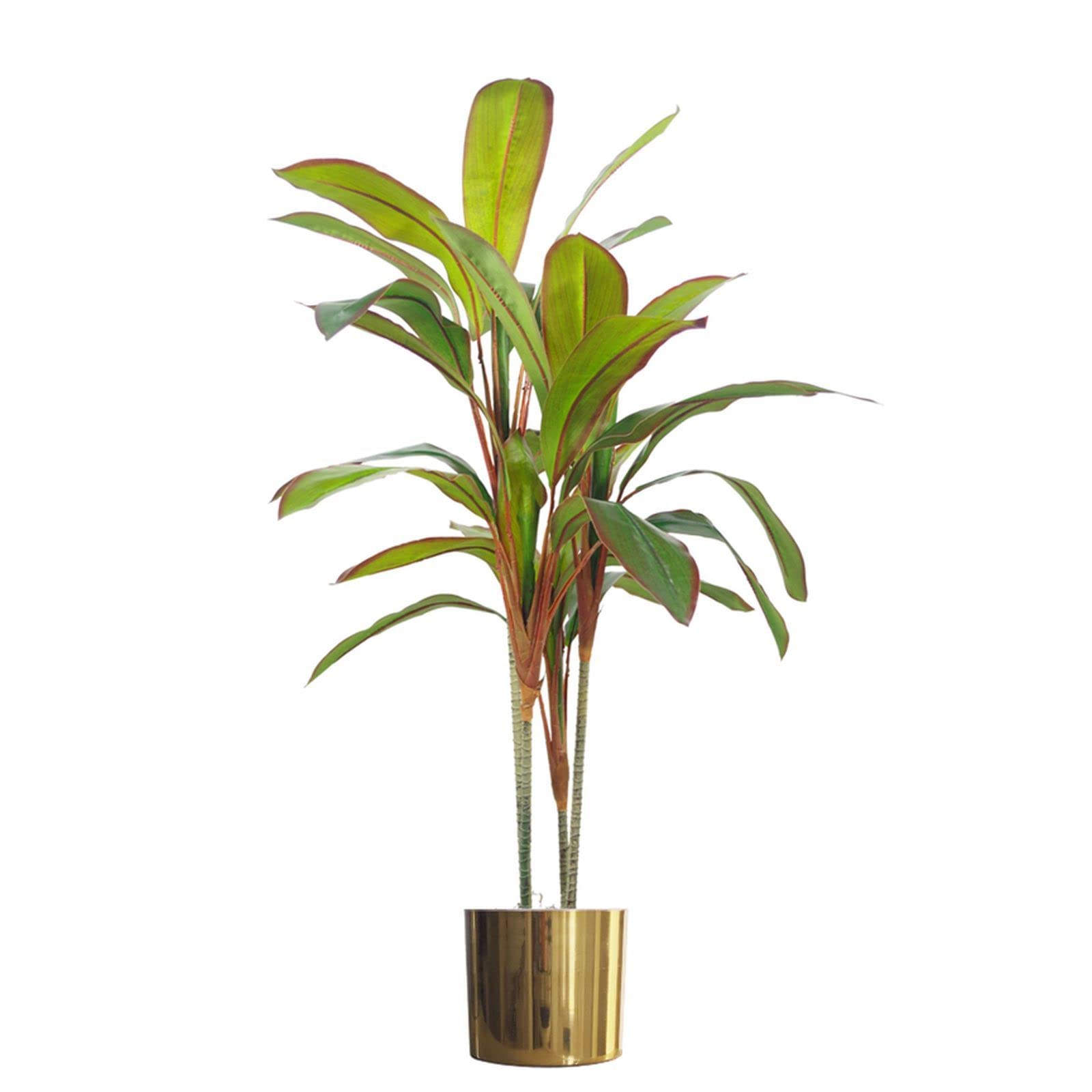 Leaf Artificial 100Cm Potted Dracaena Tropical Plant With Gold Metal Planter from B&Q