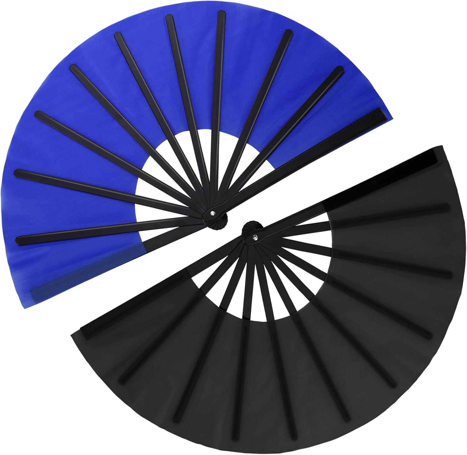 Maitys 2 Pcs Large Clap Fans for Line Dancing Folding Hand Rave Fan Nylon Cloth Foldable for Line Dancing Festival Craft Dance Decoration for Party Favors(Dark Color,Simple Pattern) Dark Color Simple Pattern