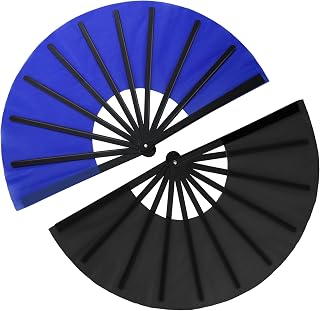 Maitys 2 Pcs Large Clap Fans for Line Dancing 13 Inches Folding Hand Rave Fan Nylon Cloth Foldable for Line Dancing Festival Craft Dance Decoration for Party Favors(Dark Color,Simple Pattern)
