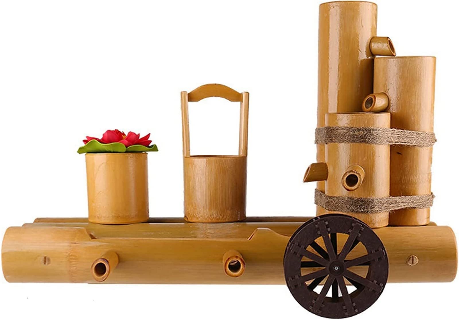 OTQEFTN Garden Fountain Water Fountain Garden Bamboo Fountain Decor, Water Spout with Pump, Garden Decor, Waterfall, Outdoor Japanese Garden Feature Desktop Fountain Home Decor