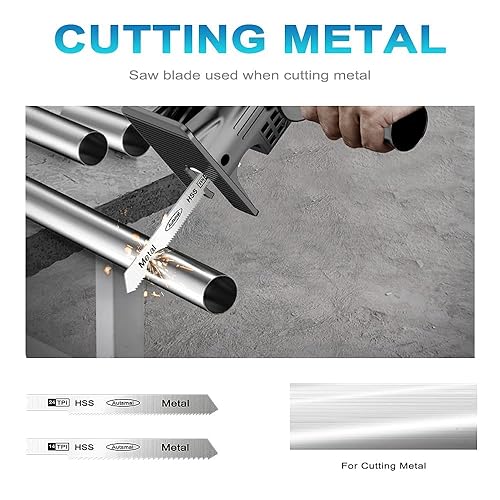 Miniatura 4 de Juego de 24 hojas de sierra de calar con mango en U para cortar madera, plástico y metal con estuche de herramientas, diseño universal sin agujeros