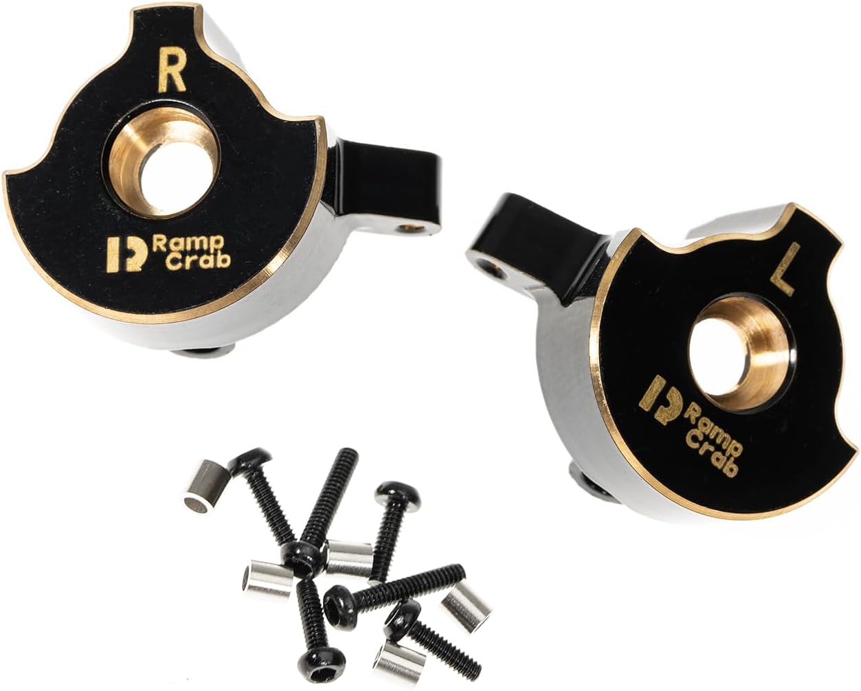 RampCrab Brass Steering Knuckles RC Counterweights for 1/24 RC Crawler Axial SCX24 AX24 Upgrades Parts, Black Coating, 28g