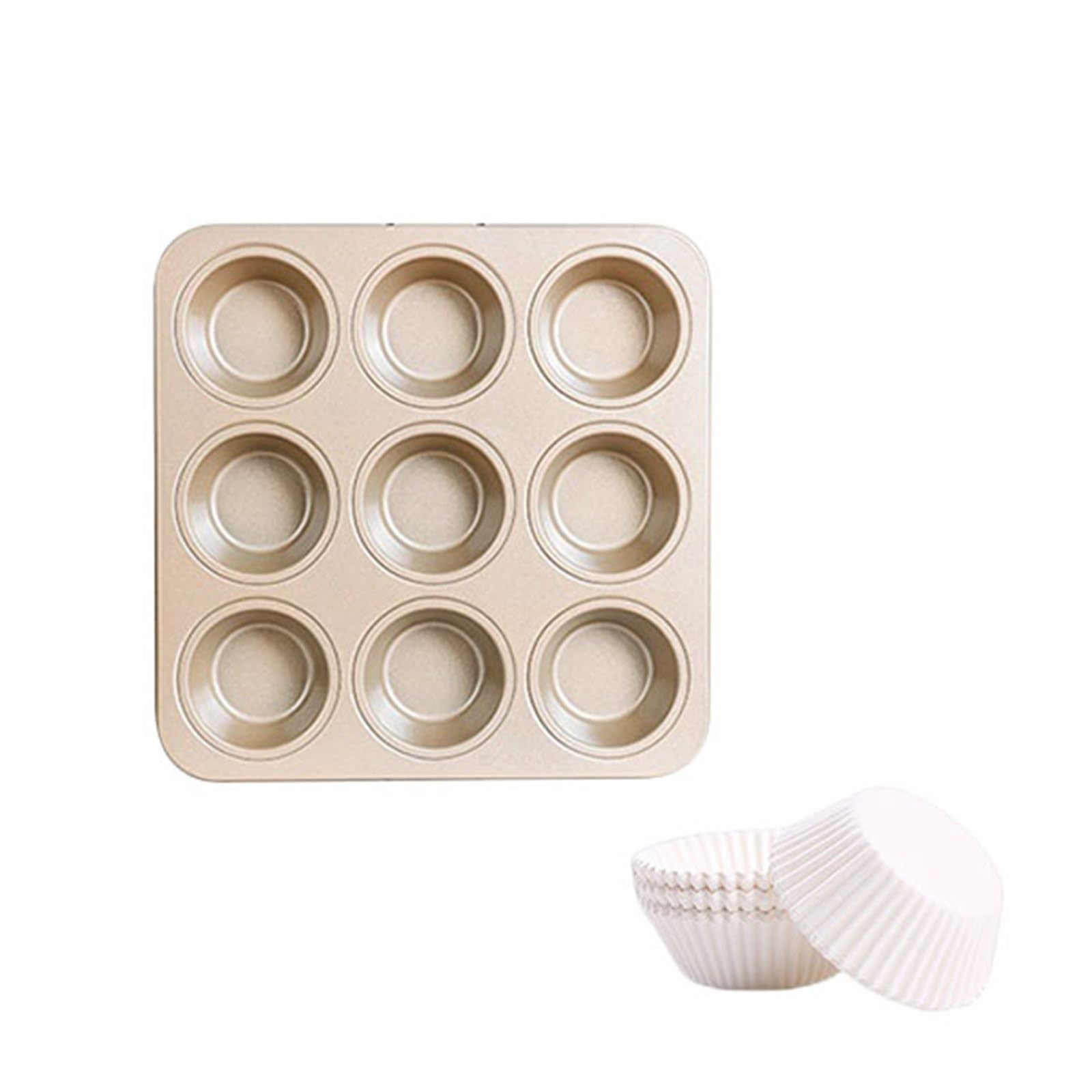 Molde Magdalenas Horno De Cocina Creativos Bandeja Para Hornear Brownie De Acero Al Carbono Resistentes Bandeja Para Hornear Brownie(White paper cups*100,9 grids)