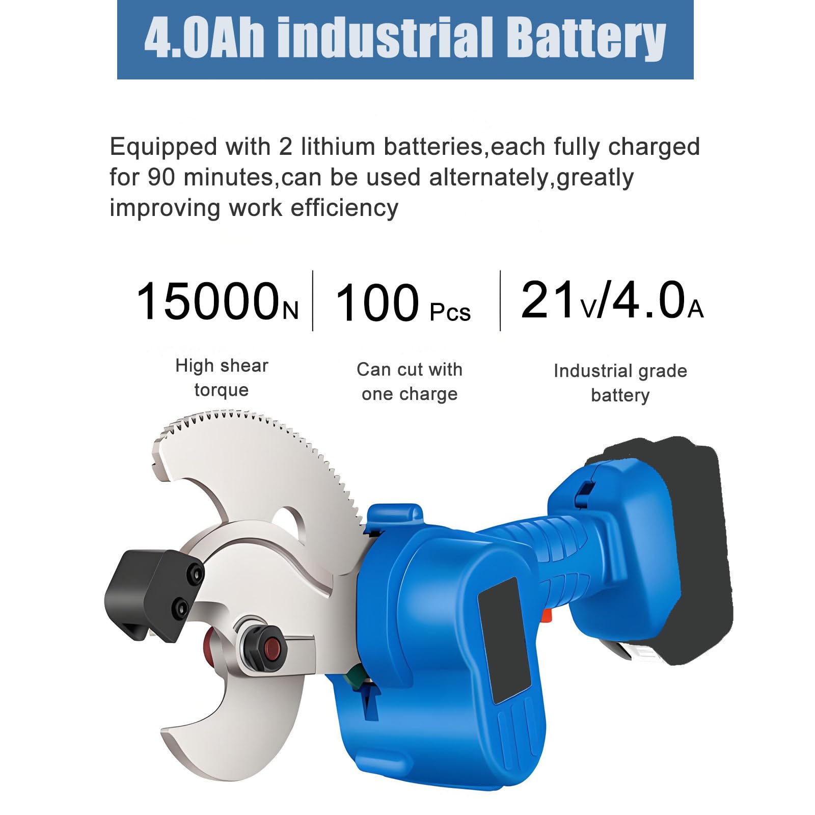 Cortadores de cables de trinquete eléctricos, herramienta duradera para pelar cables y funcionamiento silencioso, ideal para electricistas con más de 100 cortes para lugares de trabajo duros