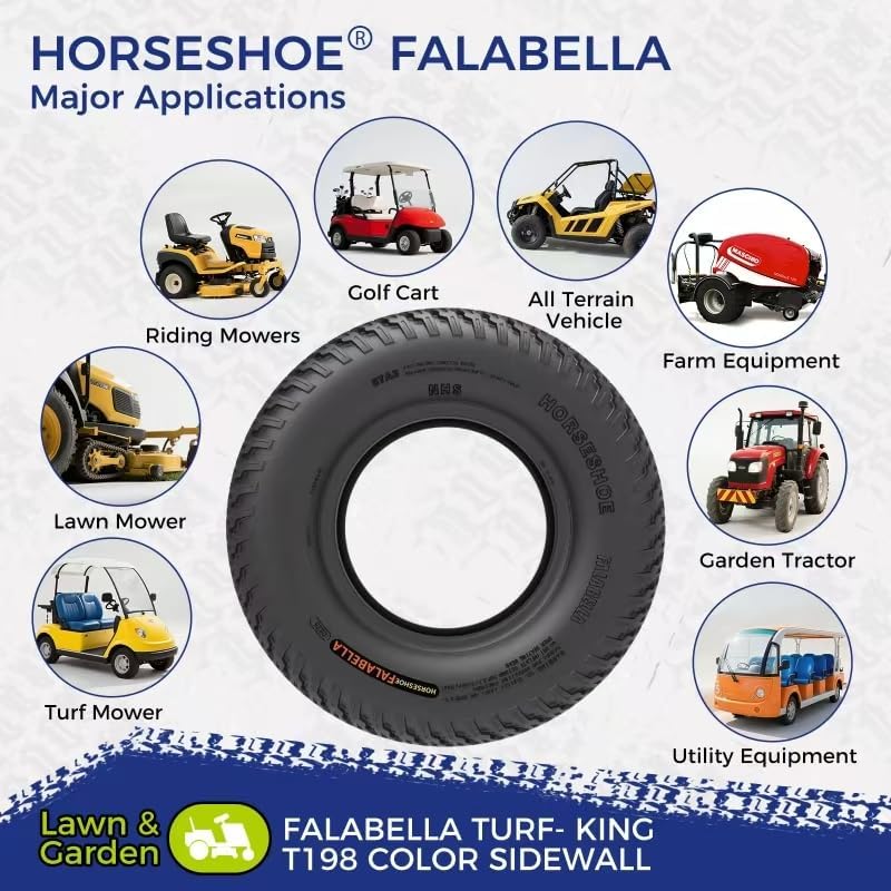 26x12-12 8PR Turf-King Lawn Mower Tires Heavy Duty Color-Sidewall 2-Pack (26x12.00-12 8Ply)