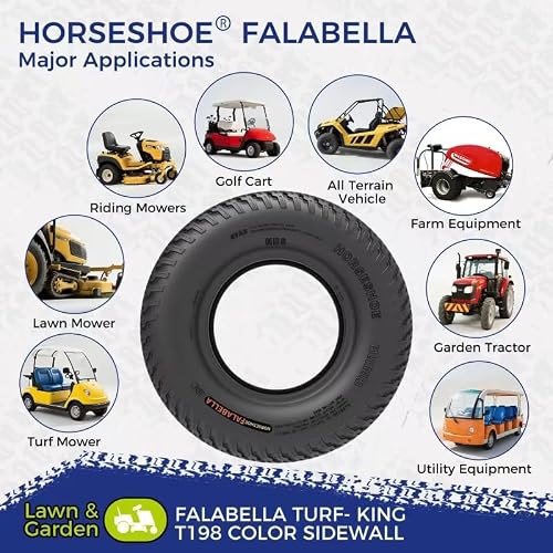 HORSESHOE FALABELLA 2 New 23x8.50-12 / 23x8.5-12 6PR T198 TURF-KING LAWN MOWER TIRES LRC Heavy Duty Color-Sidewall (23x8.50-12 6Ply)