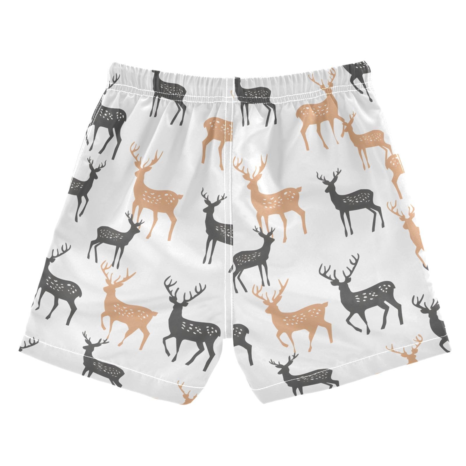 Deer on White Boys Swim Trunks Toddler Shorts Swimwear Boardshorts